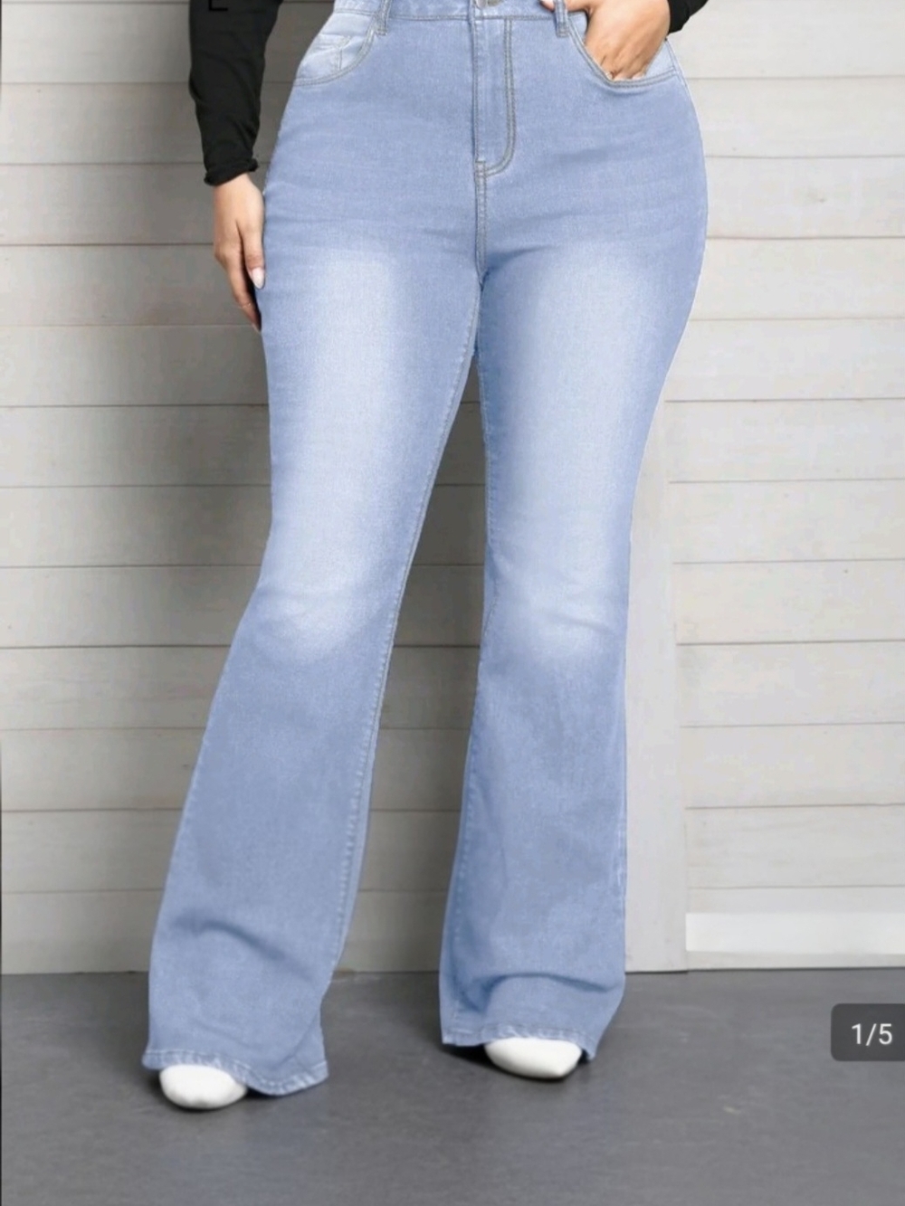 Light Blue High-Rise Flare Jeans for Women